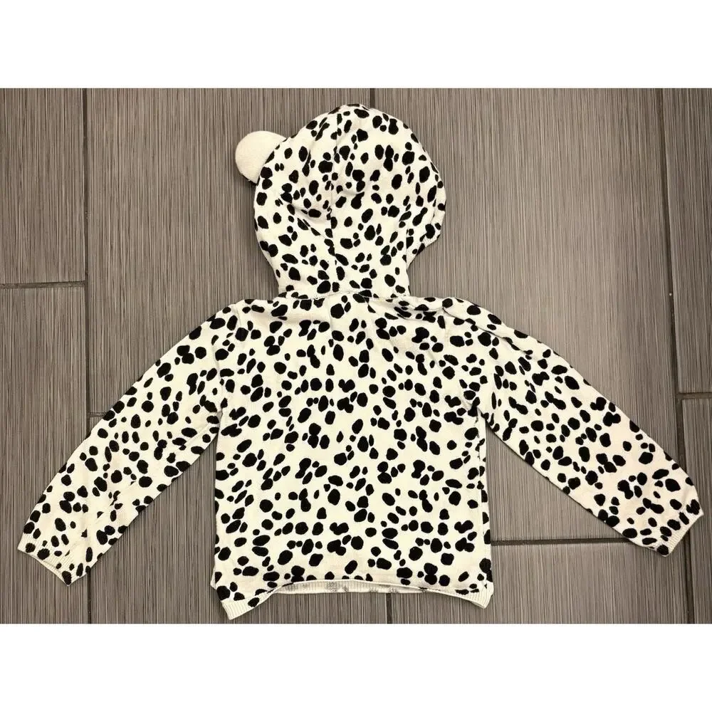 Gymboree Fancy Dalmatian Hooded Knit Sweater Cardigan Size 3T Puppy Dog 3D Ears